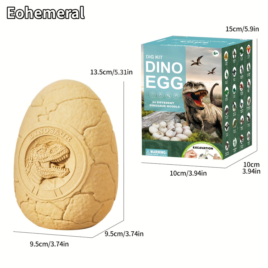 Dinosaur Egg Digging Kit STEM Archaeology Fossil Toy with 24 Mini Dinosaurs & Dino Cards - Kids Science Gift Ages 4-12 Birthday Christmas