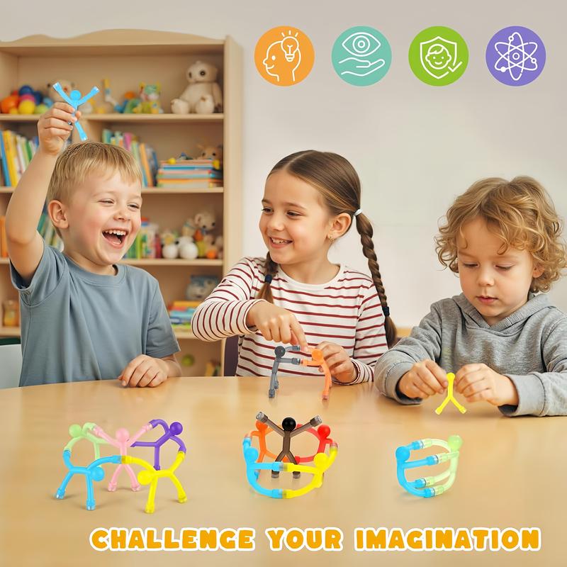 Magnetic Bendy Figures Building Set, Translucent Silicone Shapes in 10 or 20 Packs with Metal Storage Tin for Creative Travel Play and Desk Fidgeting
