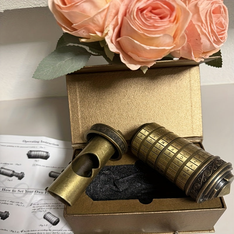 Retro Mini Combination Lock Brain Teaser Puzzle Boxed Gift Set Escape Room Prop Fun Creative Gift for Adults Teens Birthday Valentine Wedding Christmas