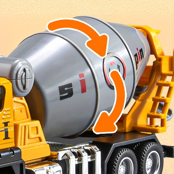 Alloy Construction Vehicles Set for Kids 5.8" – Metal Inertia Excavator Dump Truck Cement Mixer Crane Engineering Toy, No Battery Gift for Boys Ages 3+