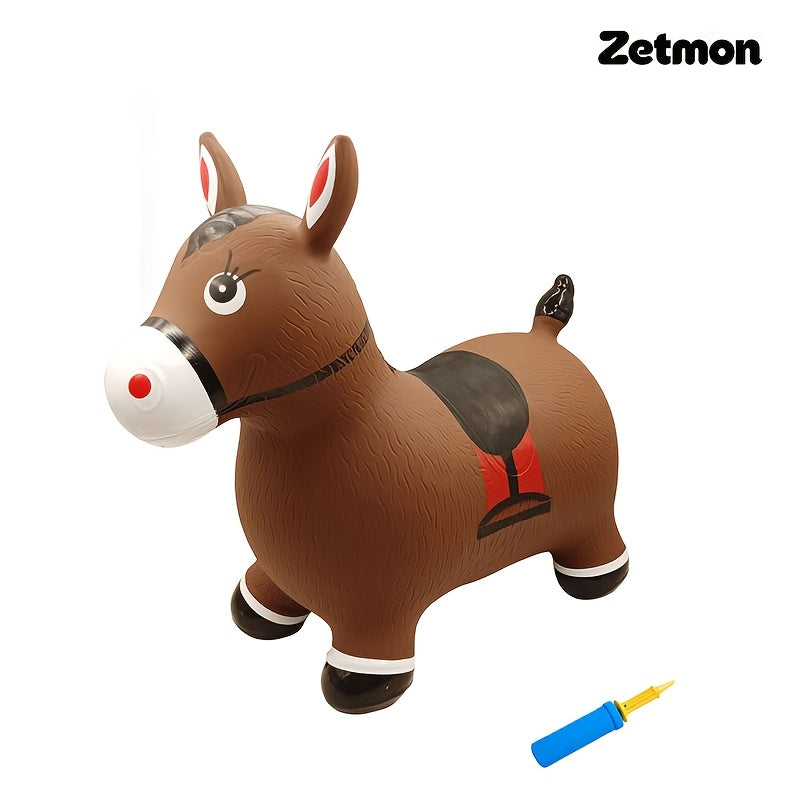 Inflatable Bouncing Horse for Kids – PVC Ride-On Jumping Animal Hopper with Air Pump, Balance & Exercise Toy, Birthday Gift for Toddlers Boys & Girls Ages 2+