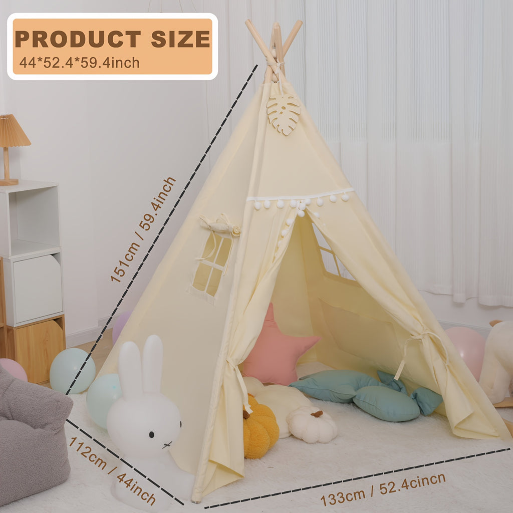Nordic Style Kids Play Tent Conical Teepee – Indoor Playhouse for Boys & Girls Imaginative Play Bedroom Decor Gift (No Floor Mat)