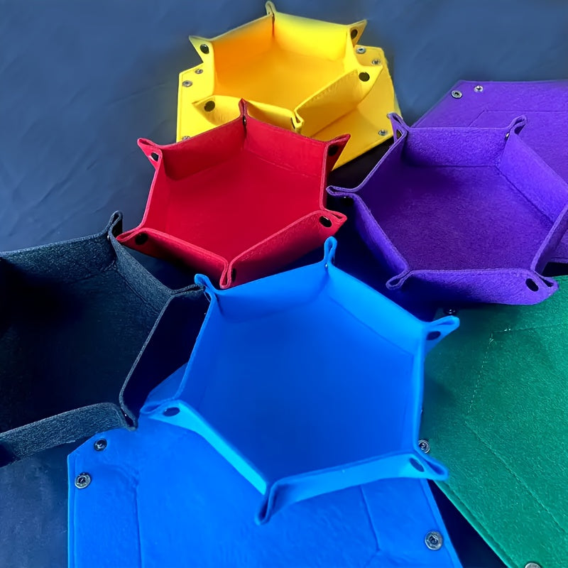 Dice Tray for DND RPG Board Games 6-Pack Hexagonal Folding – Portable Dice Rolling Tray Set in 6 Colors, Tabletop Gaming Accessory Gift for Dungeon Masters Gamers