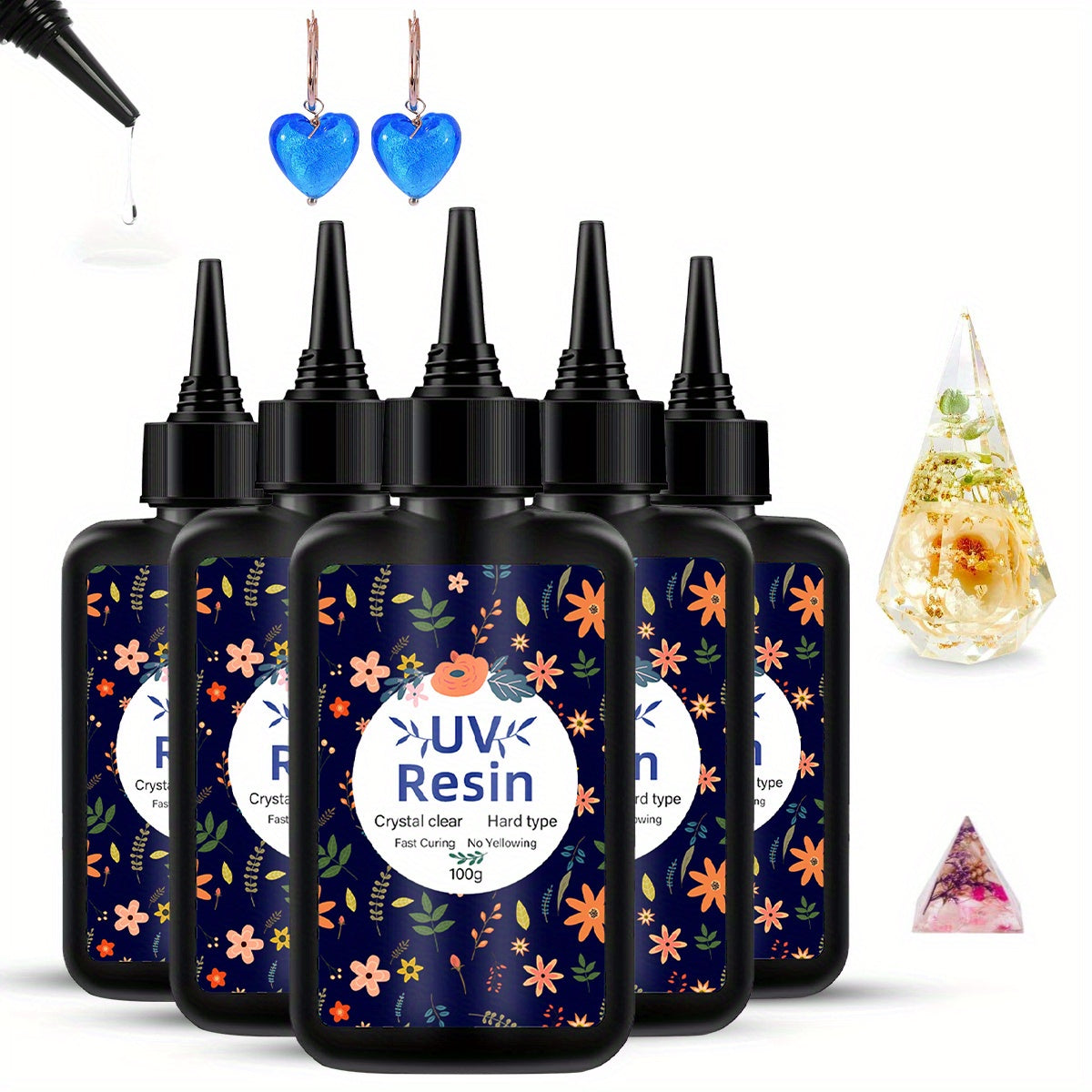 UV Resin Fast-Curing High-Viscosity UV Epoxy Resin for Jewelry Making, Handicrafts & Casting – Transparent, Multiple Sizes 200g to 1000g