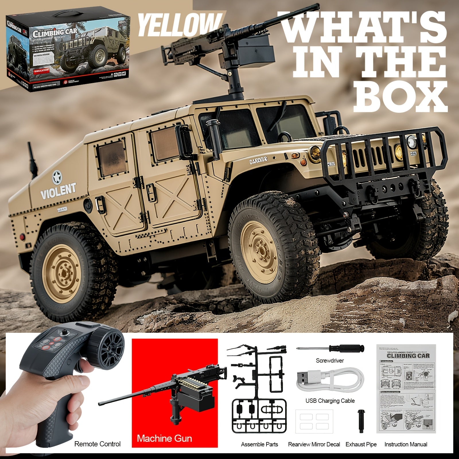 RC Off-Road Crawler Truck C8835 Full Scale Adult Remote Control Car Climbing Variable Speed Belt Simulation LED Lights Multiple Modes Hobby Gift for Men