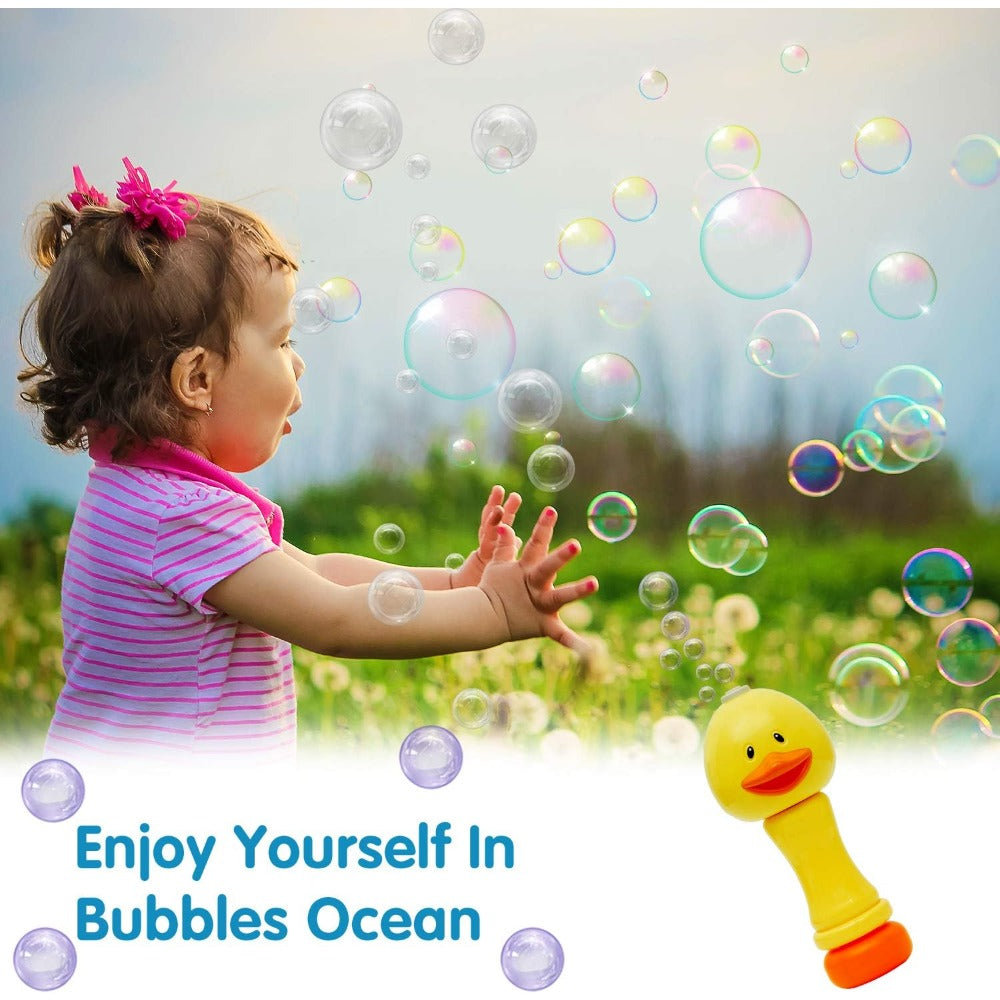 Duck & Bunny Bubble Wand Set of 2 with Bubble Solution - Electric Animal Bubble Maker for Kids, Easter Summer Outdoor Toy, Birthday Wedding Party Favor Gift for Boys Girls
