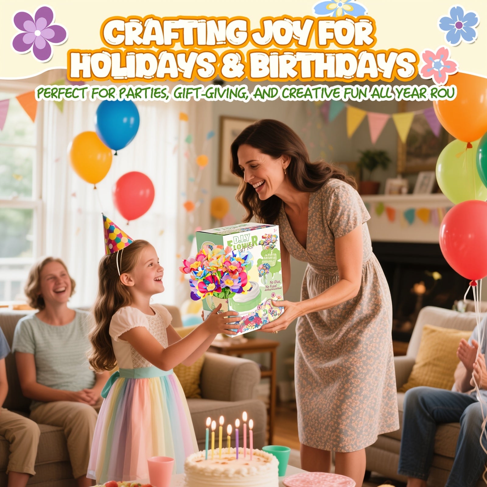 Flower Bouquet Craft Kit for Kids Build Your Own Bouquet Art Toy Creative Educational Gift for Toddlers Girls Boys Ages 3+ Birthday Christmas