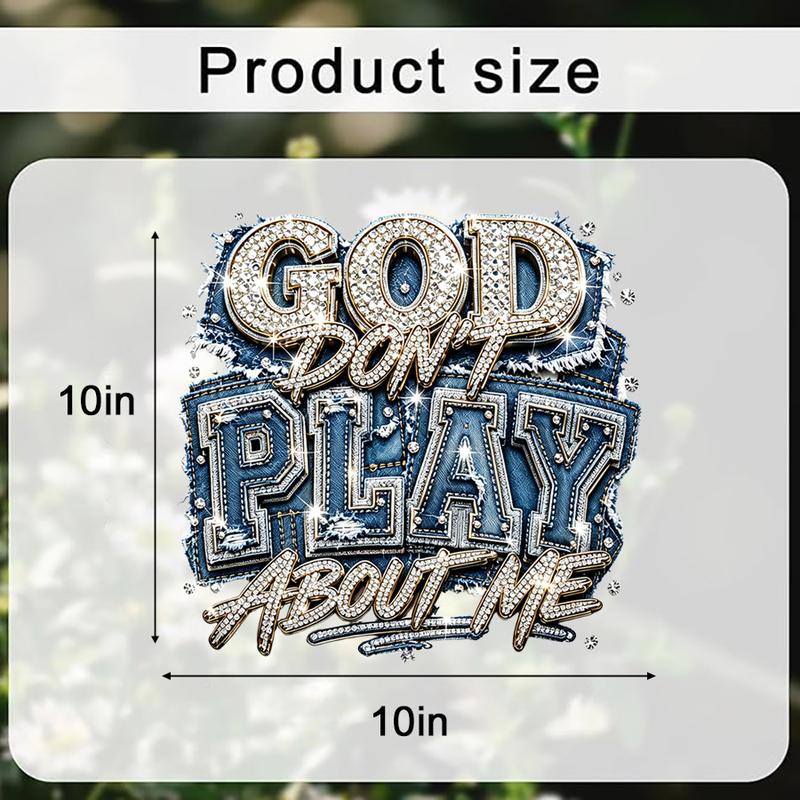 Christian DTF Transfer, God Don't Play About Me 10 x 10 Inch Iron-On Faith Design for DIY T-Shirts, Hoodies and Tote Bags, Not Rhinestone
