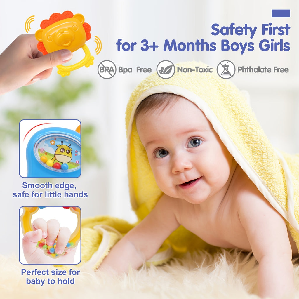 Baby Rattle Toy Set with Sound - Musical Toys for Babies Toddlers, Sensory Sound Rattle Gift Set for Boys Girls, Preschool Learning Toy, Birthday Easter Christmas Gift for Infants Kids