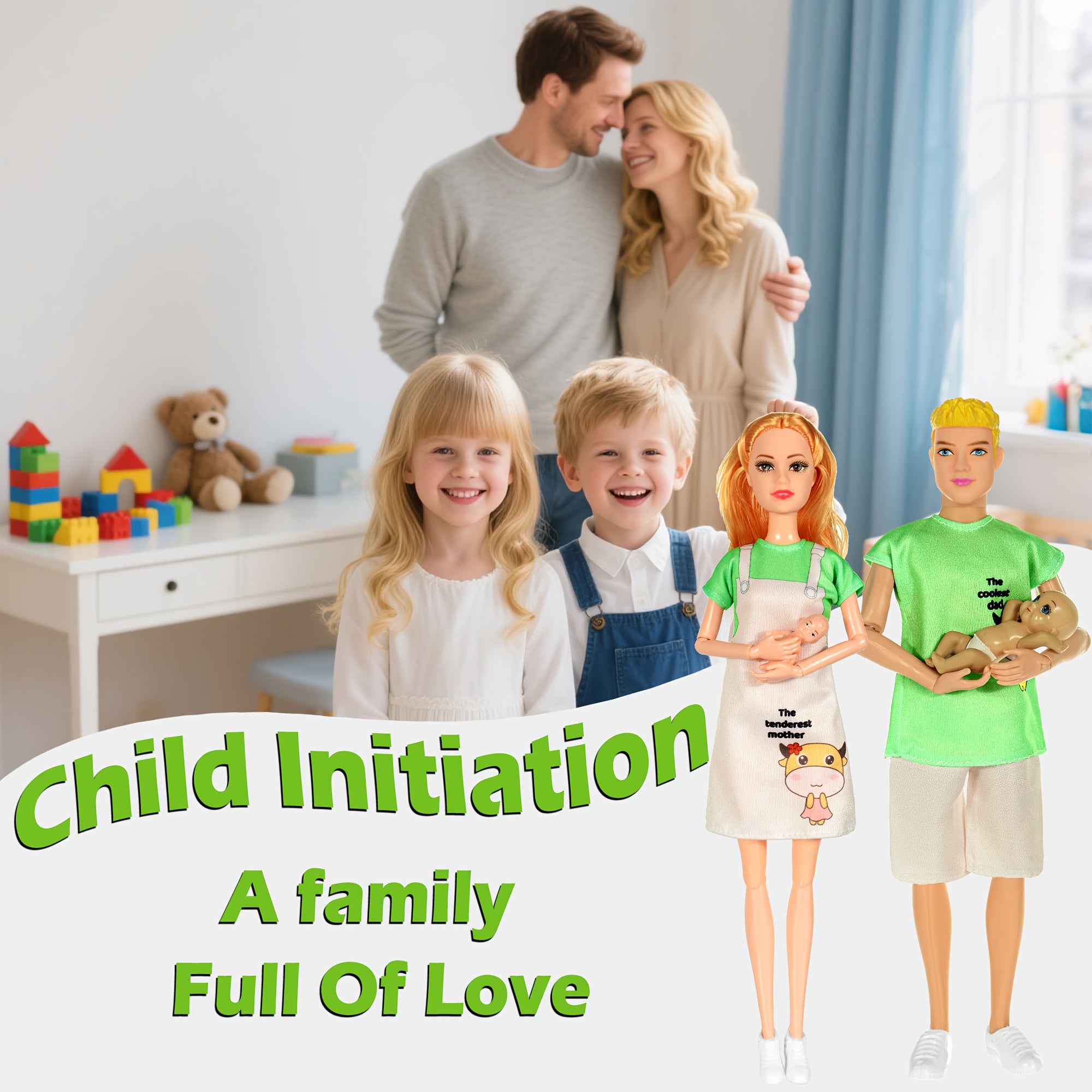 17-Piece Family Dollhouse Playset with Pregnant Mom, Dad, 4 Kids, Pets, Stroller, Slide & Swing – Complete Doll Family Set for Girls Ages 3+, 11.8 Inch Figures, Imaginative Role Play Gift