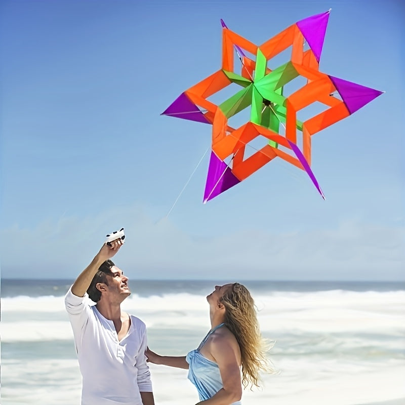 Large 3D Lotus Kite for Adults & Kids Ages 8+ – Colorful Polygonal Delta Kite for Beach, Park & Outdoor Fun – Easy to Fly Durable Kite Birthday Christmas Easter Gift