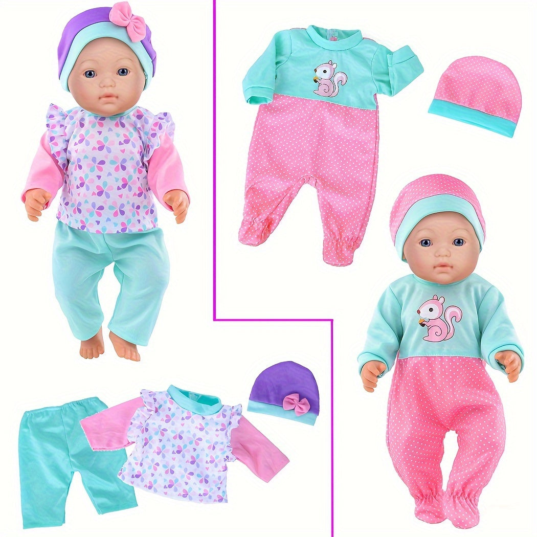 10 Sets Baby Doll Clothes for 14-16 Inch & 43cm Newborn Reborn Dolls – Soft Safe Rompers & Outfits, Easy On/Off, Complete Doll Wardrobe Gift for Kids Ages 3-12, No Doll Included