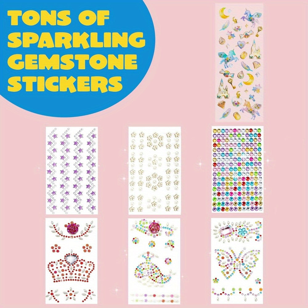 Decorate Your Own Pink Baseball Cap Kit with 7 Sheets Gem Stickers & Glitter Glue DIY Art Craft Toy Creative Gift for Girls Ages 6+