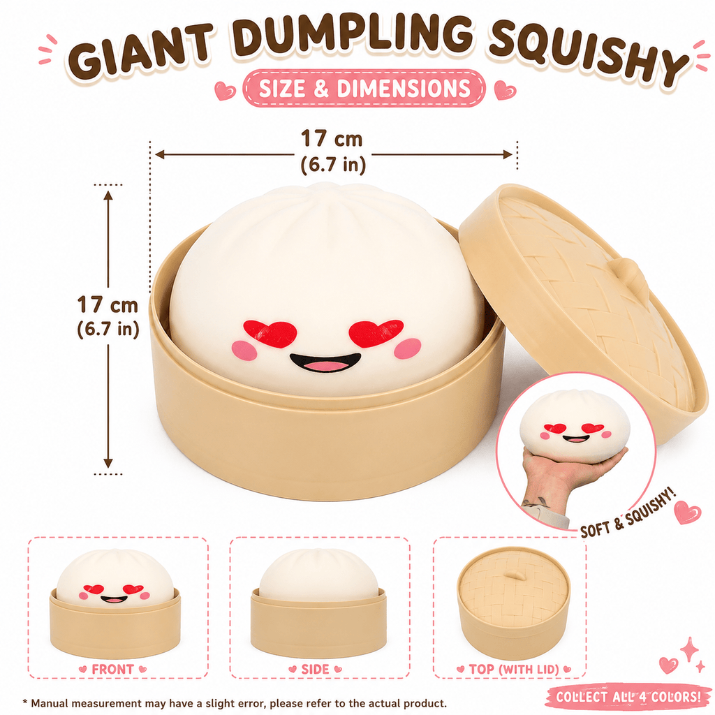 Jumbo Dumpling Squishy Toy 6 Inch Giant Slow Rise Squeeze Ball – Stress Relief Anxiety Fidget Toy for Adults & Teens, Desk Sensory Toy, Birthday Gift Random Color