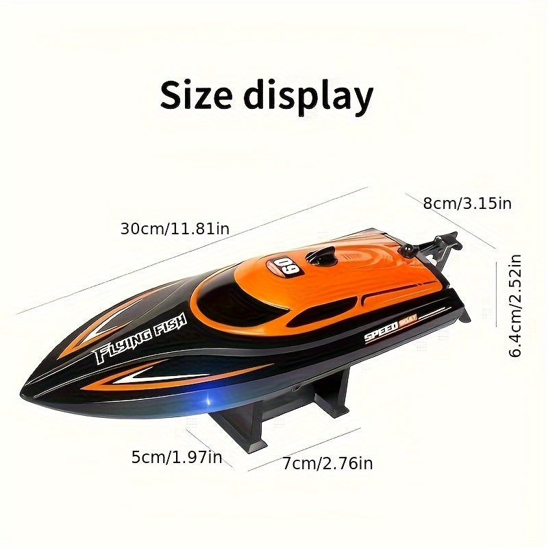 High-Speed RC Speedboat 30km/h 2.4G Remote Control Boat with LED Night Navigation Lights Anti-Capsize Water Cooling System – Kids Christmas Birthday Gift