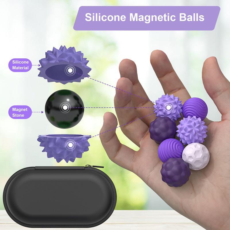 Silicone Fidget Balls Set with Elastic Texture, Quiet Sensory Stress Relief Toys for Adults, Office Desk Breaks and Colorful Gift Ideas