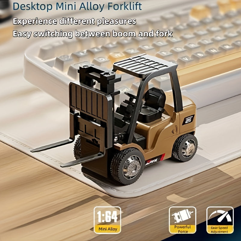 1/64 Scale Mini Alloy Forklift Truck with Flatbed – USB Rechargeable Die-Cast Metal Toy Truck for Boys & Girls, Multi-Functional Monster Truck, Collectible Display & Outdoor Play