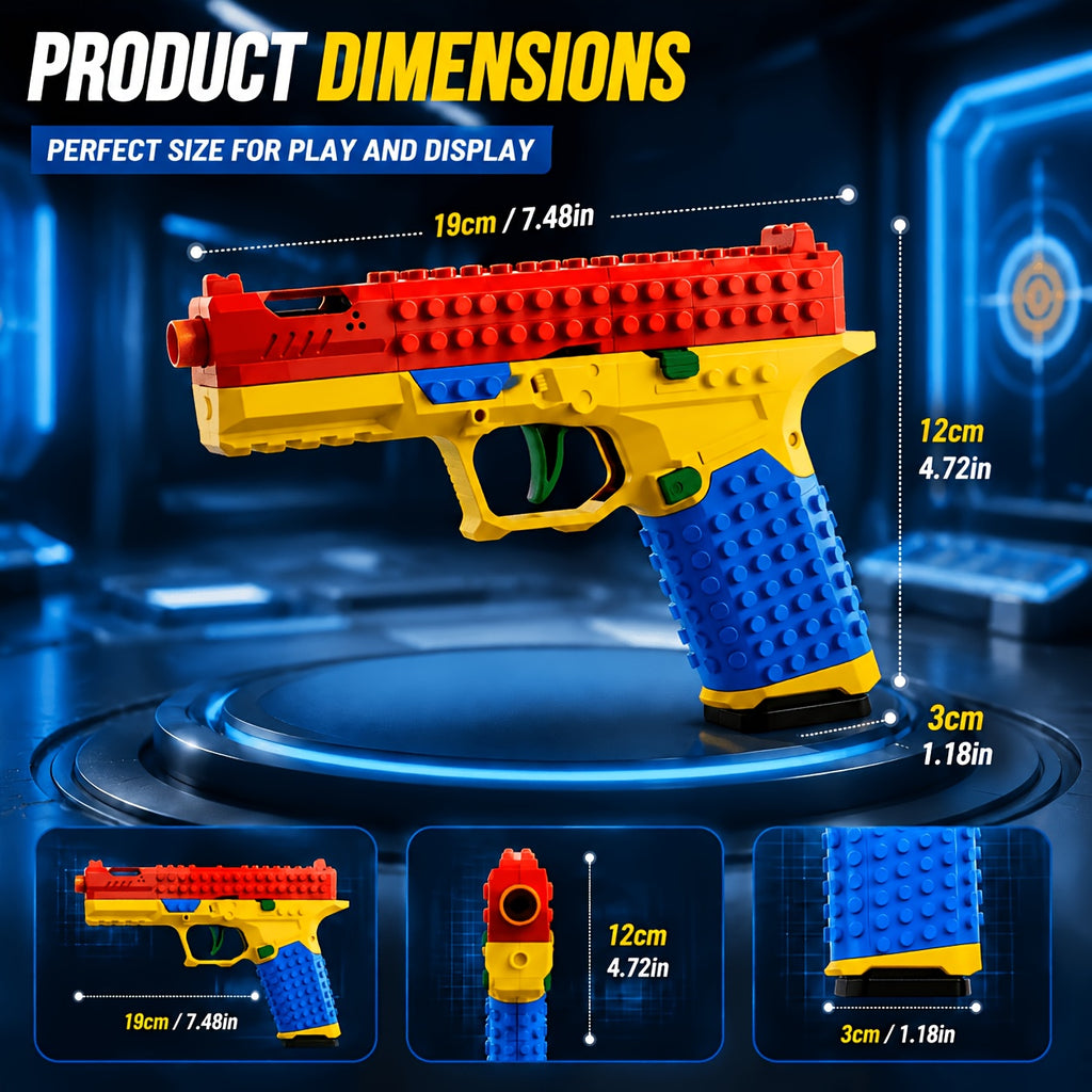 Soft Bullet Toy Gun Pistol with Ejecting Shells Semi-Auto Rapid Fire Foam Blaster 40 Bullets Indoor Outdoor Shooting Game for Boys Ages 6 Plus - Gift