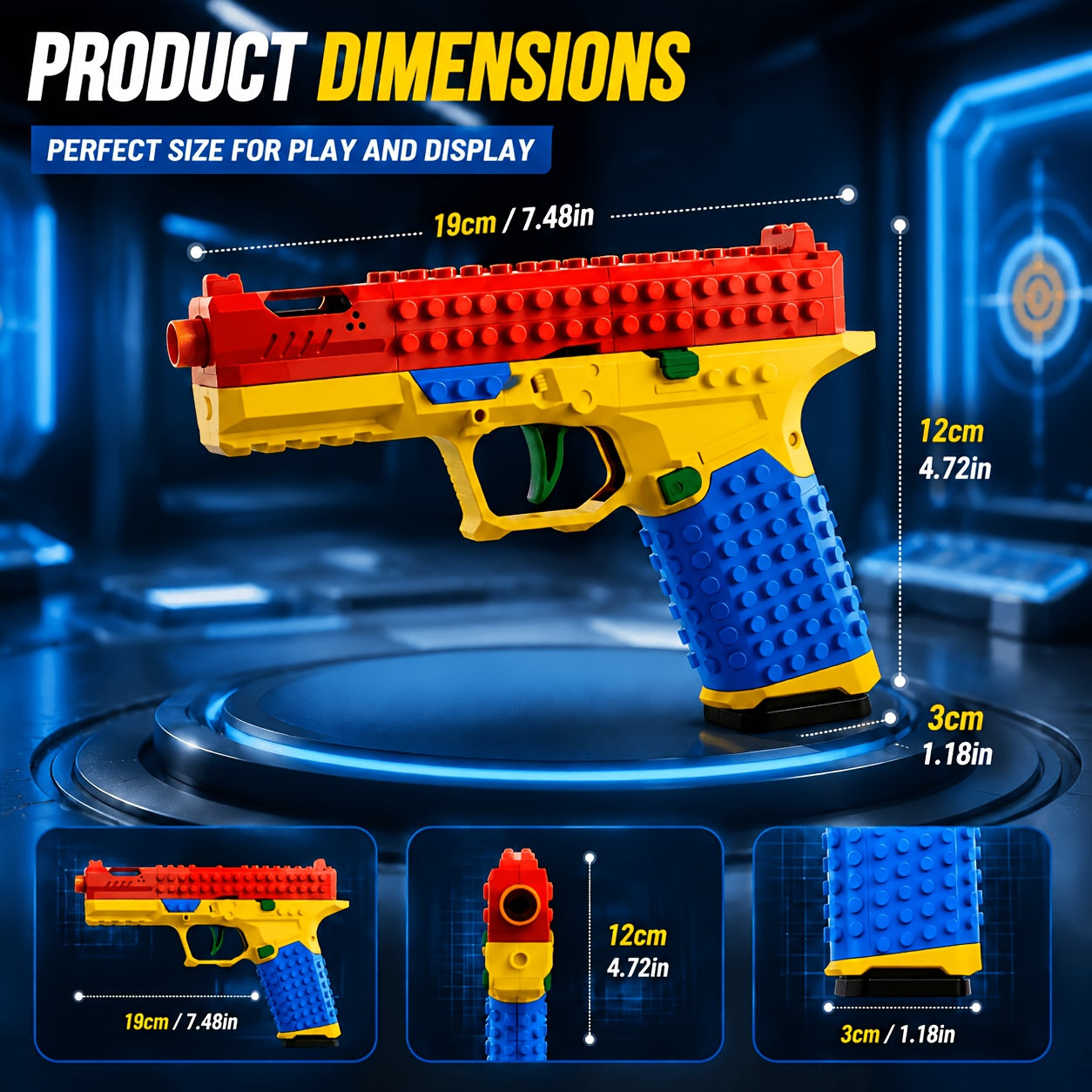 Soft Bullet Toy Gun Pistol with Ejecting Shells Semi-Auto Rapid Fire Foam Blaster 40 Bullets Indoor Outdoor Shooting Game for Boys Ages 6 Plus - Gift