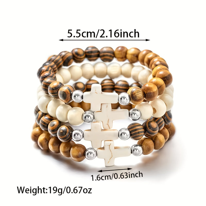 Cross Bracelet Christian Baptism Gift Set 20/40pcs Vintage Ethnic Alloy Pendant Woven Elastic Jewelry Toy Random Colors Kids Party Favor