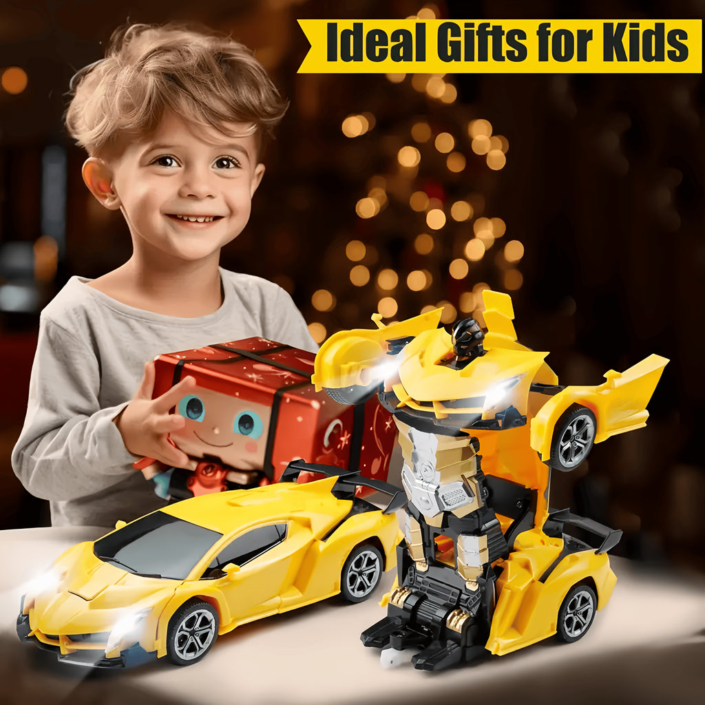 Transform RC Car Robot Toy 1:18 Scale One-Button Transformation LED Headlights 360-Degree Drift – Kids Gift for Christmas Birthday Easter Boys Girls