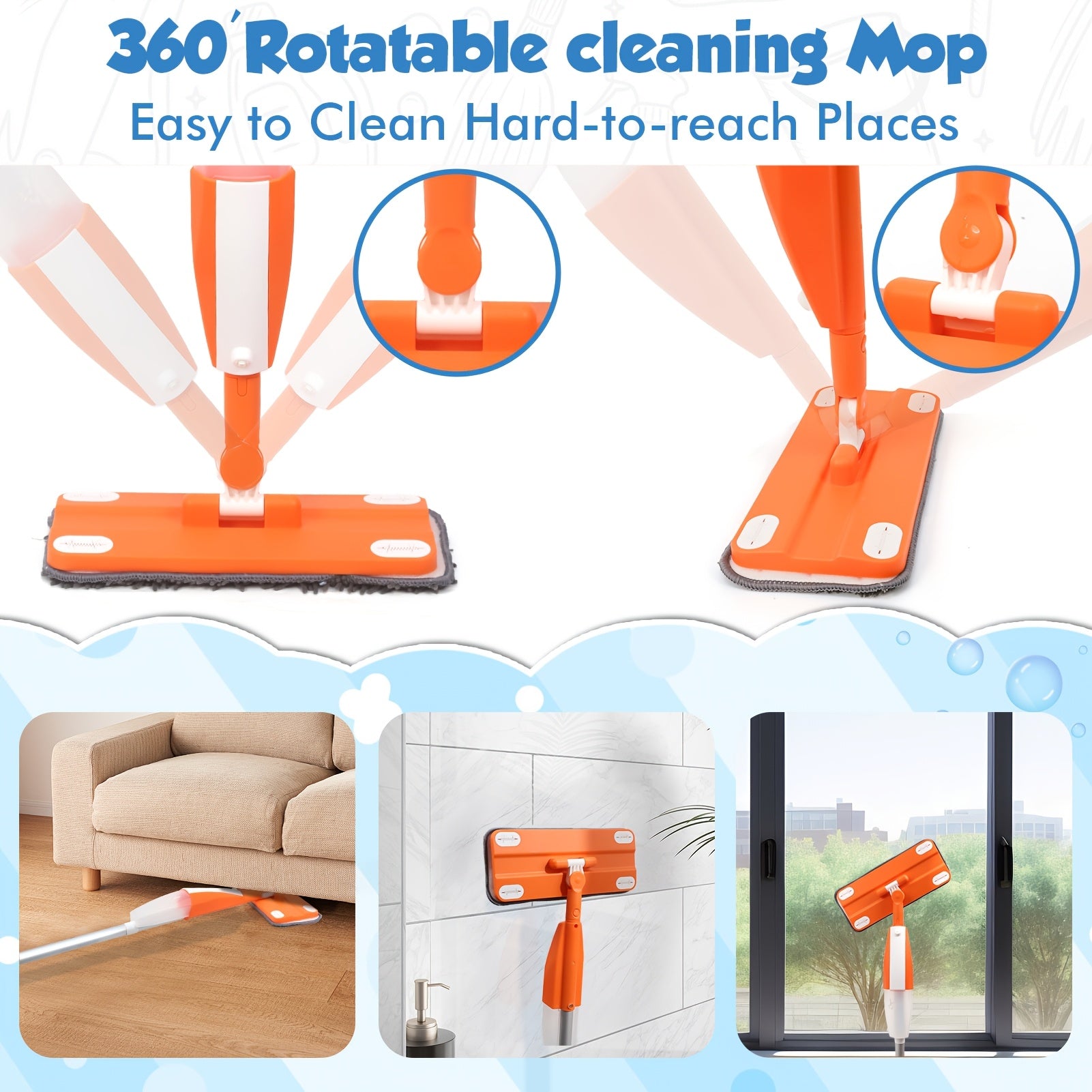 Kids Spray Mop Cleaning Toy Kit with Working Water Sprayer & Washable Pad – Mini Mop & Broom Pretend Play Set for Children Ages 3+, Christmas & Birthday Gift