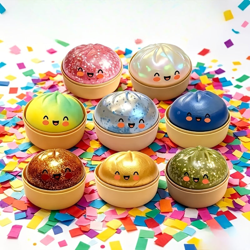 Kawaii Steamed Bun Squishy Plush Toy Set 12pcs – 6 Soft Slow Rise Buns & 6 Steamer Baskets, Sticky Sensory Fidget Collectible Gift for Kids Adults Christmas Birthday