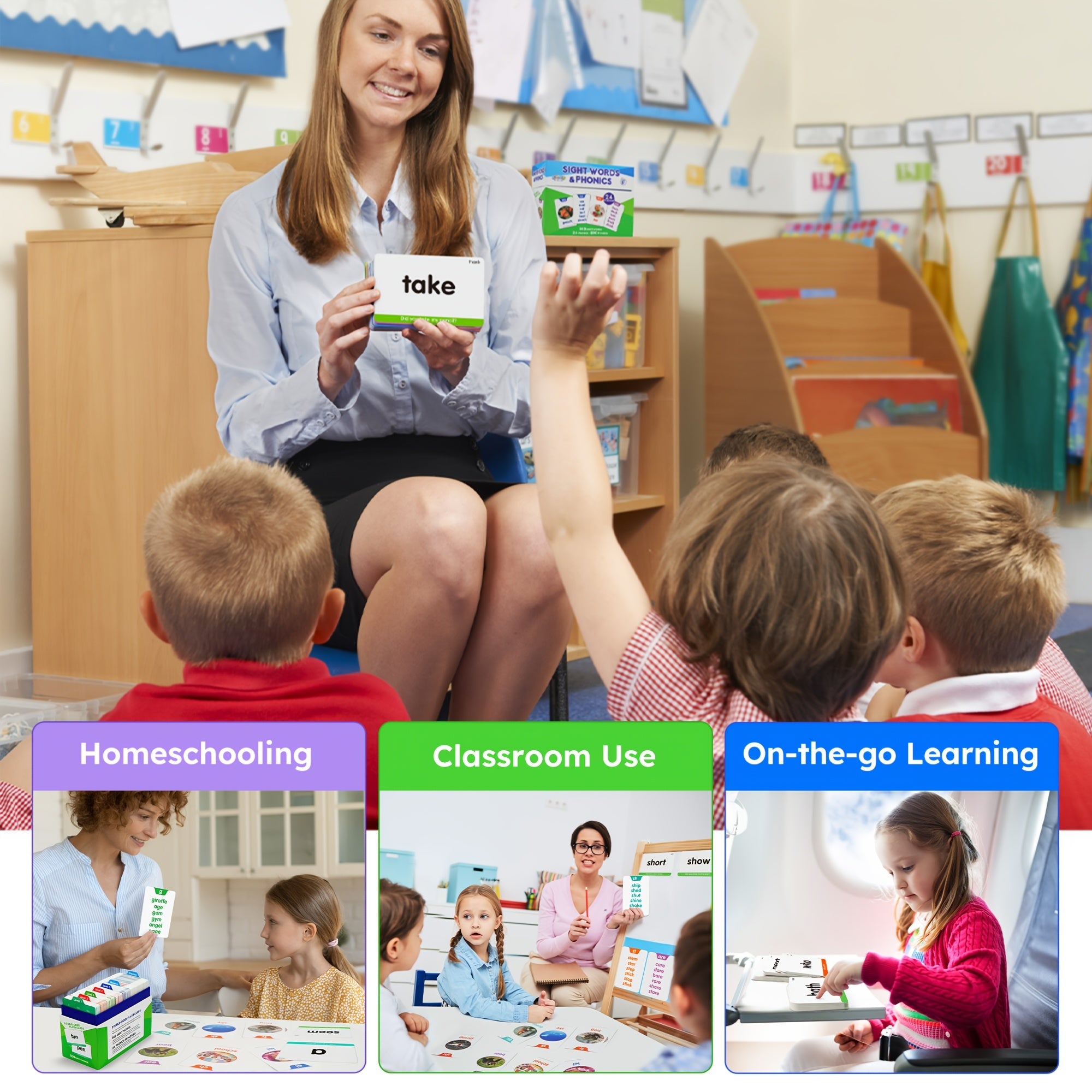 500 Sight Words & 150 Phonics Flash Cards Set – 1000+ Words, Dolch & Fry High Frequency Words, CVC Blends & Long Vowels, Learn to Read for Pre-K to 3rd Grade Kids