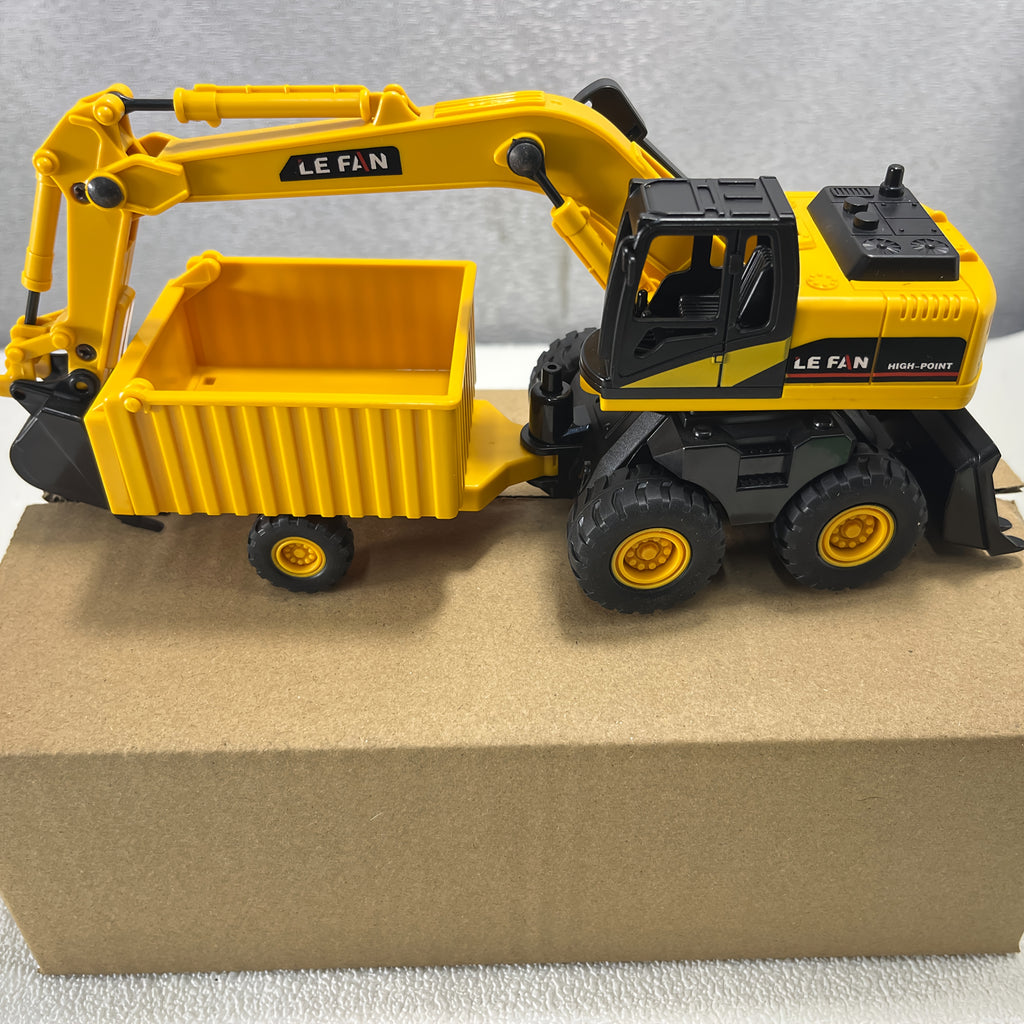 3-in-1 Construction Truck Toy Set Excavator Bulldozer & Dump Truck Inertia Power No Battery, Opening Cab 360° Rotation, Gift for Boys Girls Ages 3+