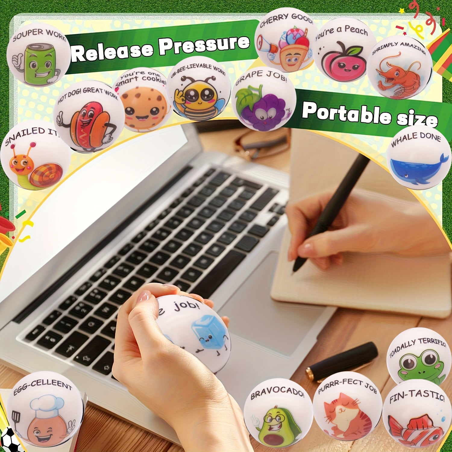 Stress Balls Bulk 24 Pack Motivational Animal Squeeze Toys – Inspirational Quote Soft TPU Sensory Balls for Classroom Office Party Favors Team Building Gifts