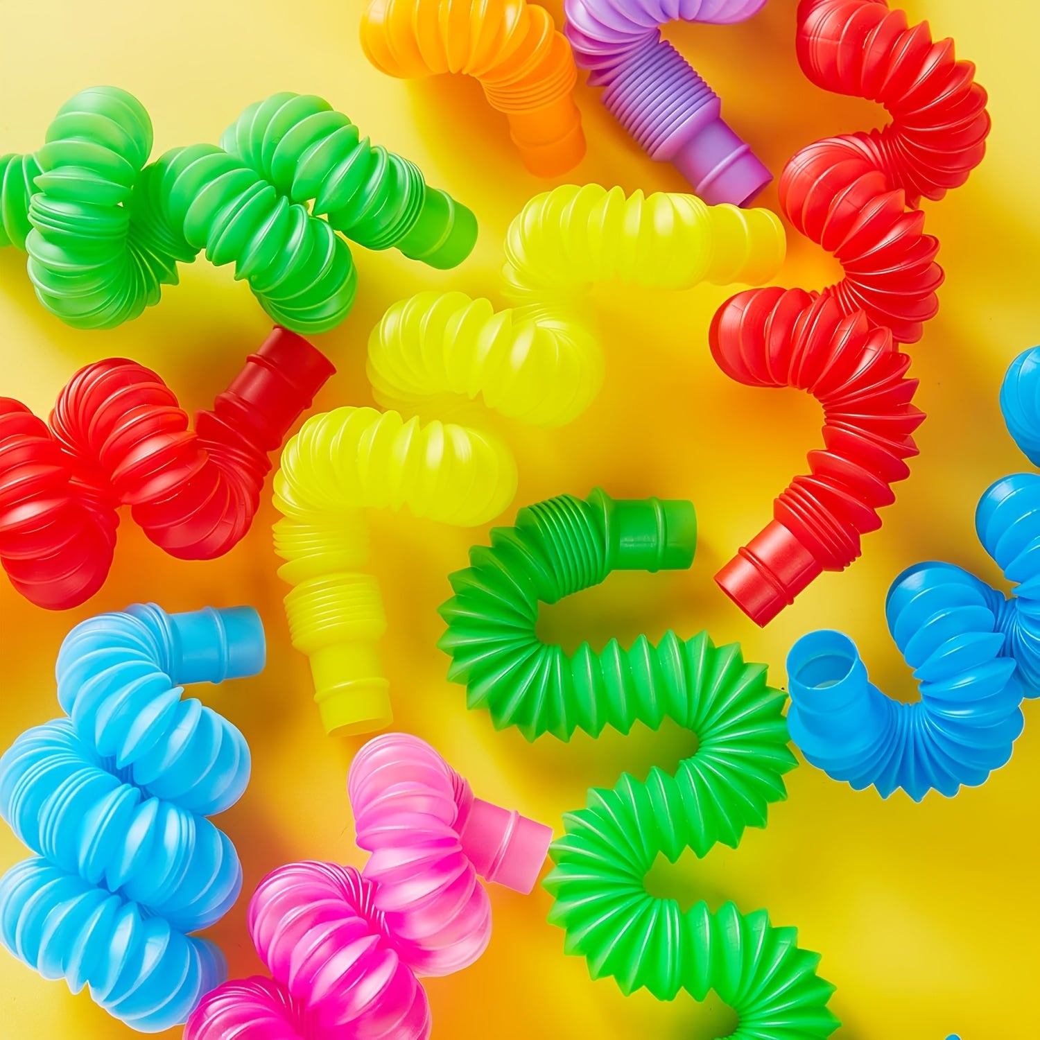 Pop Tubes Bulk 72 Pack Fidget Sensory Toys – Connectable Extendable Stress Relief Tubes Party Favors for Classroom Halloween Christmas Easter Birthday Goodie Bag