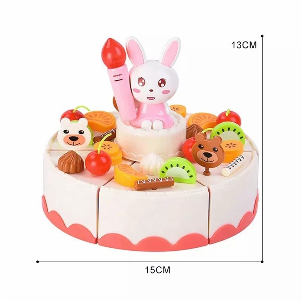 Birthday Cake Tea Party Play Food Toy Set Kids Pretend Play Cake Decorating Dessert Accessories 75-85pcs Girls Ages 3+