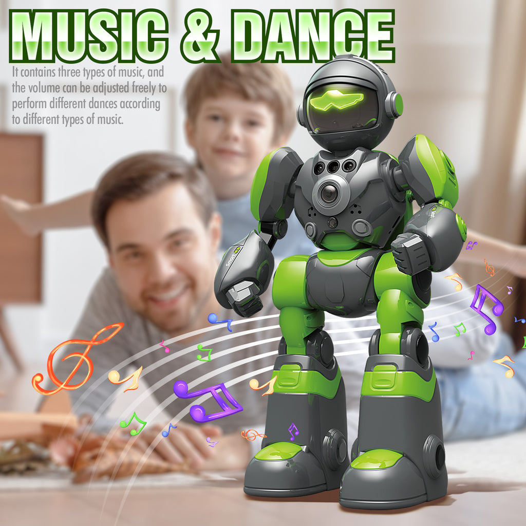 Gesture Control RC Robot Toy Voice Recording Programming EMO Mode LED Interactive Intelligent Robot Kids Boys Girls Birthday Christmas Gift Green Blue Pink Yellow