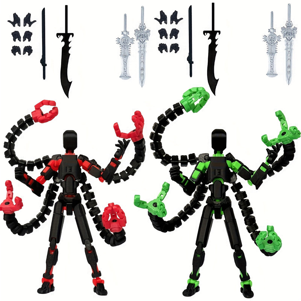 Articulated Robot Action Figure 2pcs Set – 3D Printed Multi-Jointed Poseable Lucky Mobile Robot Desktop Decoration Cool Gift for Gamers Collectors Teens