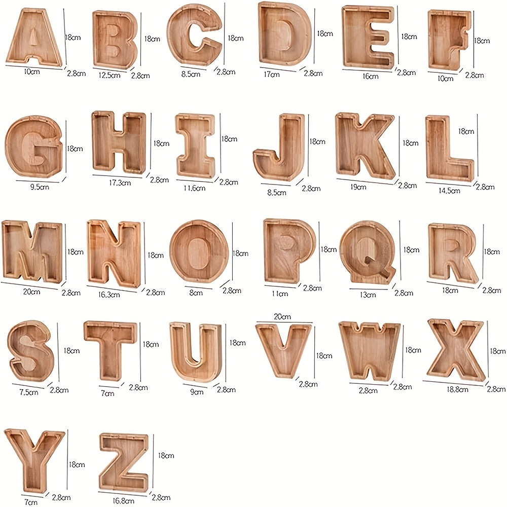 Wooden Alphabet Piggy Bank Money Jar – Large Personalized Letter Coin Savings Bank, Kids & Adults Christmas Birthday Gift, 26 Models A-Z