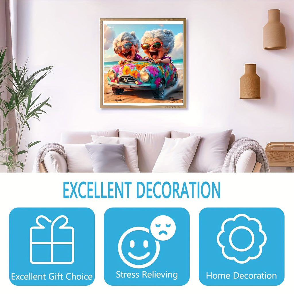 Happy Old Lady Wooden Jigsaw Puzzle – Irregular Animal-Shaped Unique Wood Puzzle, Modern Art Home Decor, Special Holiday Birthday Gift for Friends & Family
