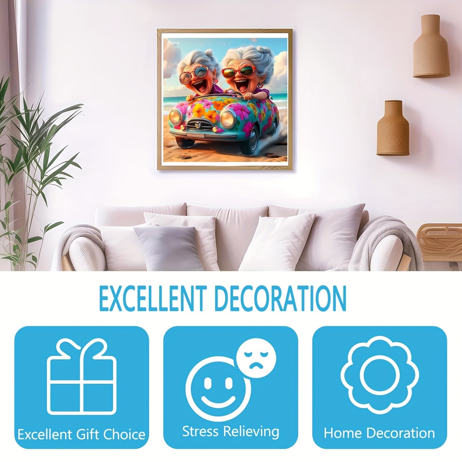 Happy Old Lady Wooden Jigsaw Puzzle – Irregular Animal-Shaped Unique Wood Puzzle, Modern Art Home Decor, Special Holiday Birthday Gift for Friends & Family
