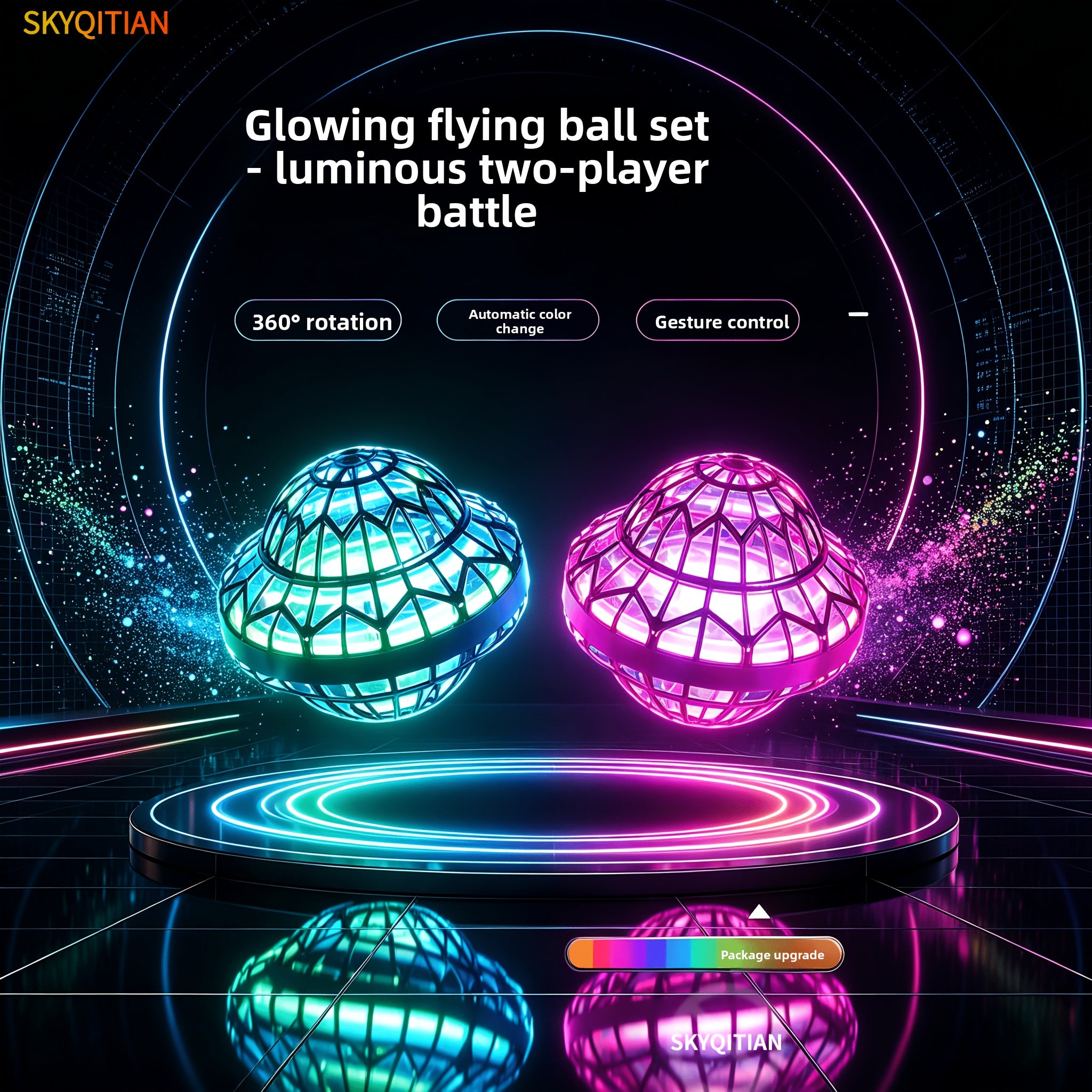 Flying Ball Toy UFO Drone 2 Pack Red & Purple – Remote & Hand Controlled Hover Ball with LED Lights STEM Gift for Kids Outdoor Party Birthday Christmas
