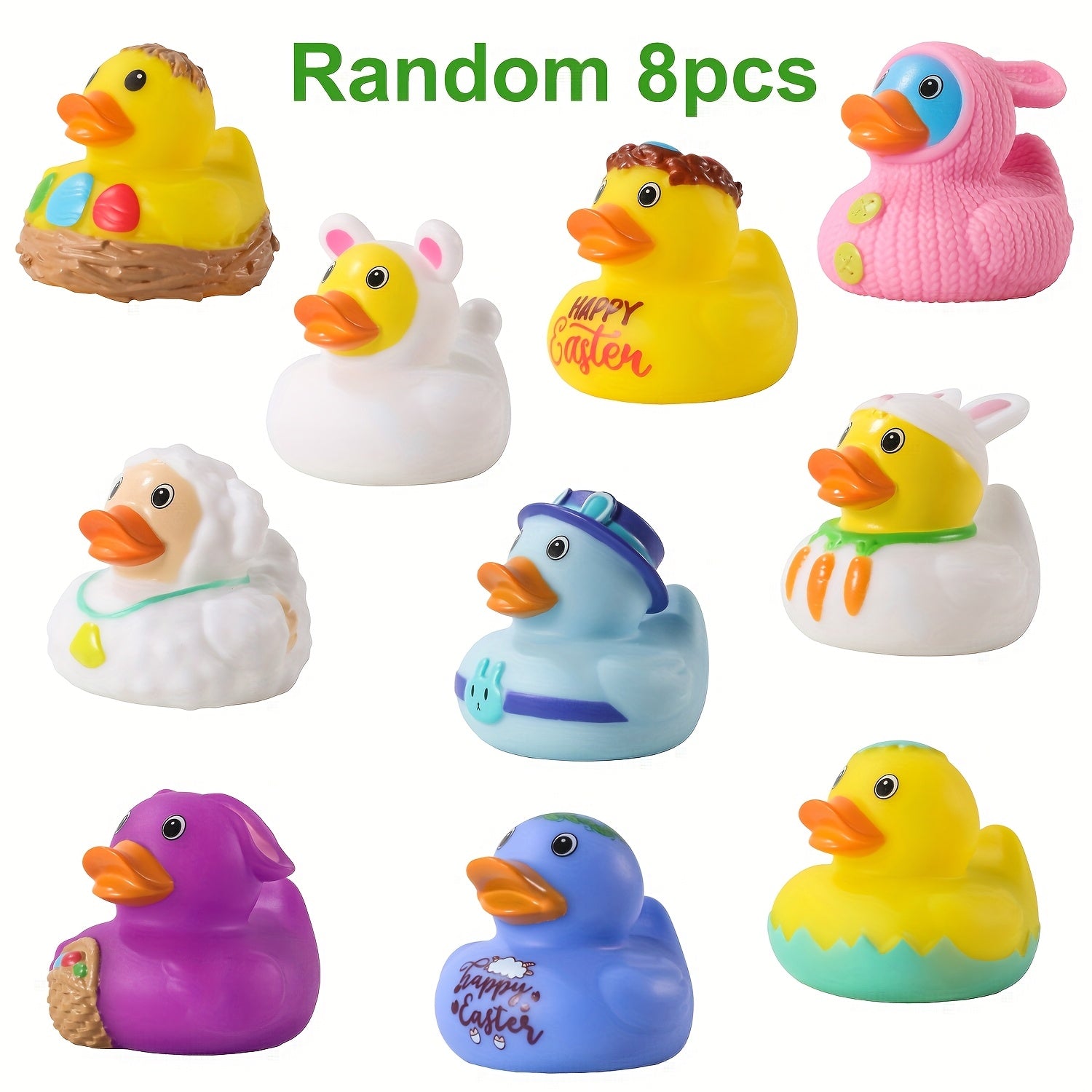 No Hole Duck Bath Toys Light Up - Colorful LED Glowing Rubber Ducks for Bathtub Pool, Mold-Free Water Toys, Easter Birthday Gift for Baby Toddler Boys Girls, Random Colors