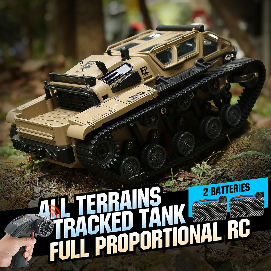 RC Tracked Military Tank with Full-Proportional Control LED Lights & Alloy Opening Door - All-Terrain Off-Road Armored Vehicle Model Toy Gift for Kids Boys Adults