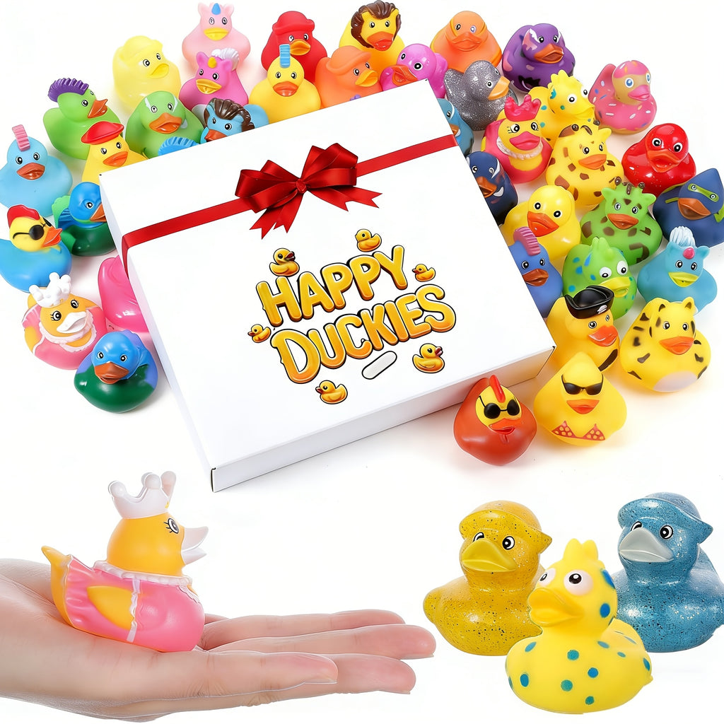 Mini Ducks Party Gift Box Bulk Assortment – 36 or 98 Pcs Halloween & Themed Mini Duckies, Baby Bath Toys, Kids Pool Toys, Birthday Party Favors & Centerpieces