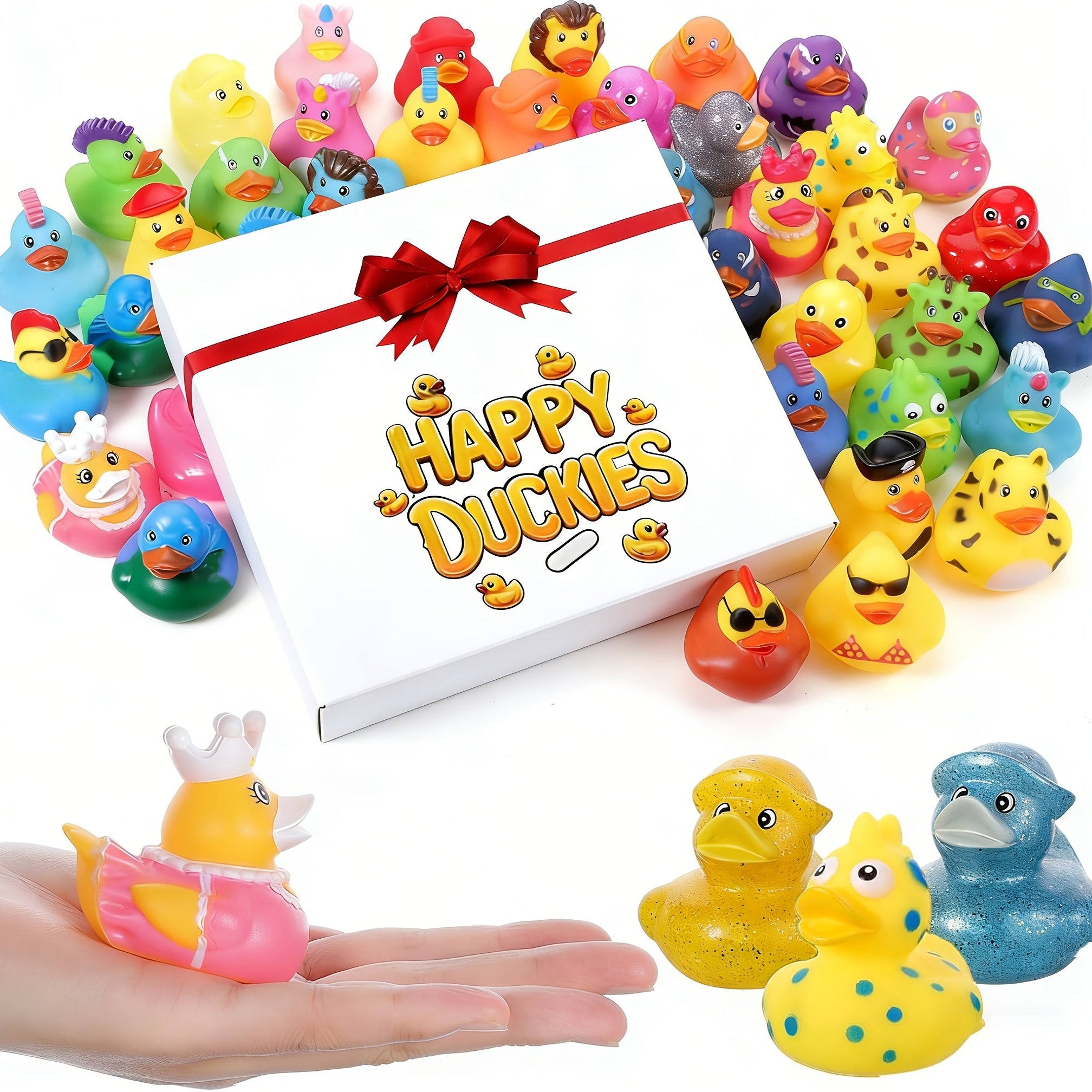 Mini Ducks Party Gift Box Bulk Assortment – 36 or 98 Pcs Halloween & Themed Mini Duckies, Baby Bath Toys, Kids Pool Toys, Birthday Party Favors & Centerpieces