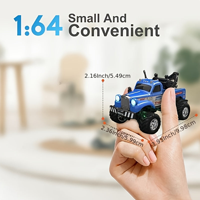 Mini RC Car 1:64 Scale 2.4GHz Alloy High-Speed Off-Road Remote Control Vehicle for Kids – Urban Road Rescue Truck, Christmas Birthday Gift for Boys Girls