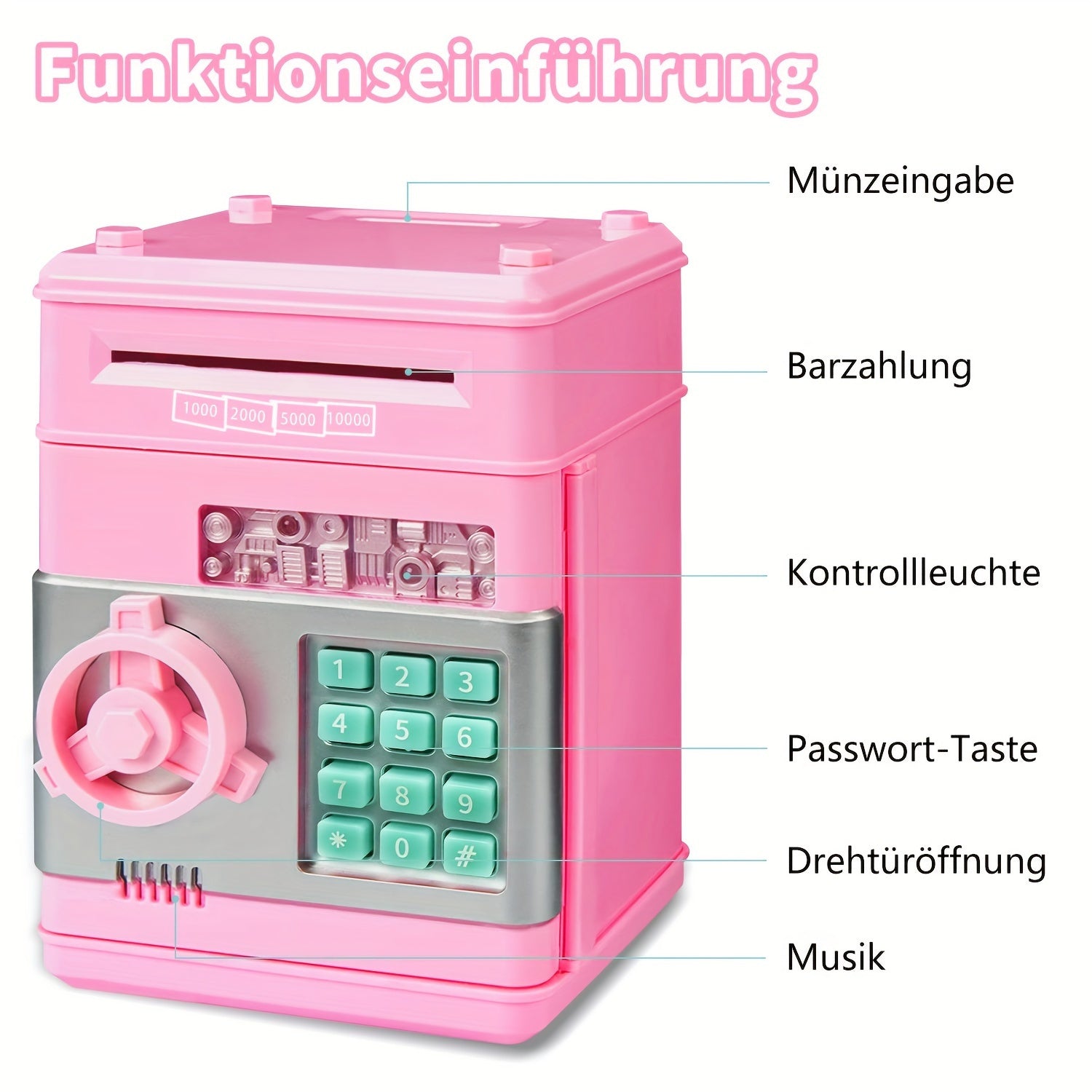 Password Piggy Bank with Combination Lock for Kids – Locking Money Bank for Boys & Girls – Cute Savings Box for Room Decor Wall or Tabletop – Birthday & Holiday Gift Ages 5+