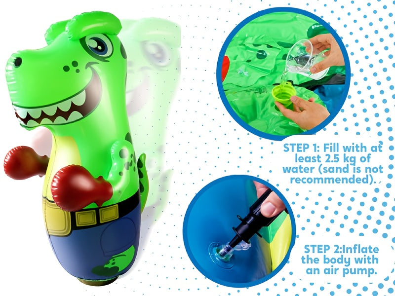 Inflatable Dinosaur Punching Bag for Kids 47 Inch T-Rex Bop Bag Bounce Back Bopper Indoor Outdoor Active Play for Boys Girls Ages 3 Plus - Birthday Gift