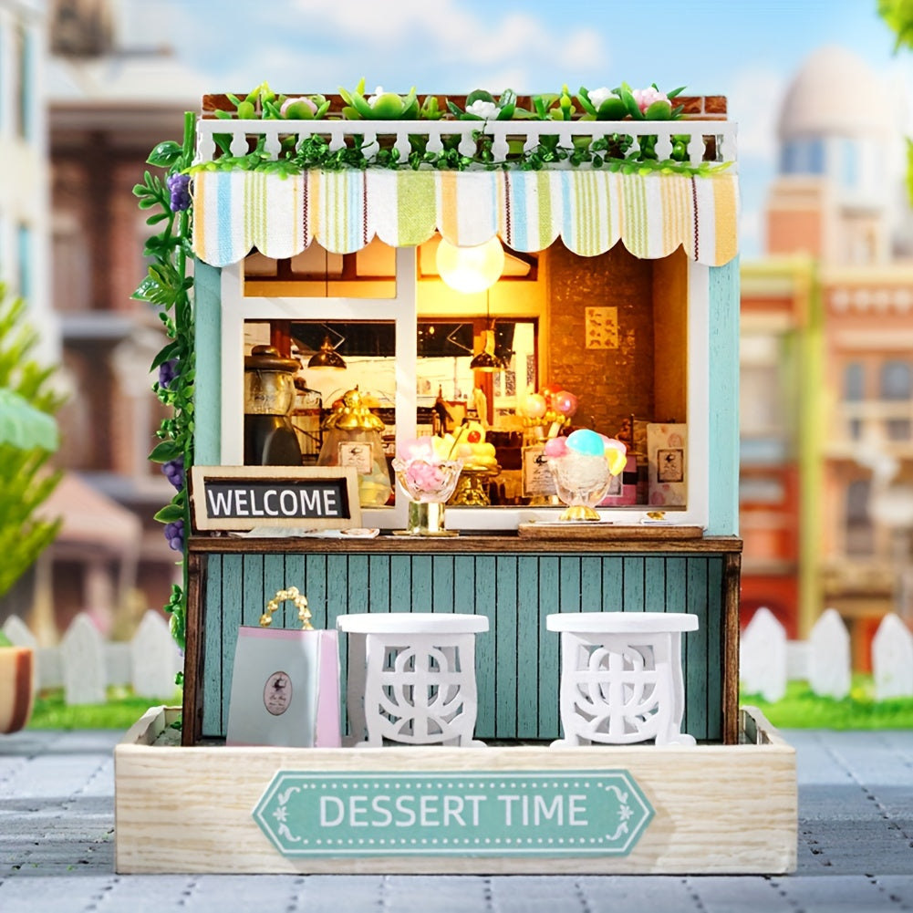 DIY Wooden Dollhouse Kit with Dust Cover – Handmade Miniature Puzzle Tiny House with Furniture for Teens Adults Christmas Birthday Gift