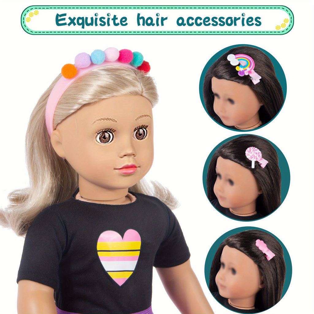 18 Inch Doll Travel Set 25 Piece Unicorn Accessories – Suitcase Roller Skates Outfit Backpack Passport for 18 Inch Dolls No Doll Girls Ages 3+ Birthday Christmas Gift
