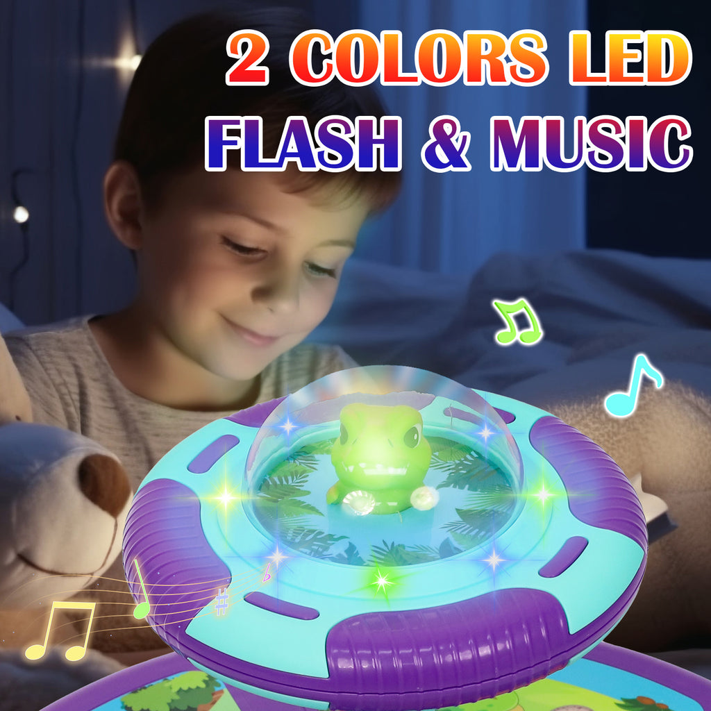 Dinosaur Sit and Spin Toy for Toddlers 18M+ – 360° Spin Seat with Music, Indoor Interactive Sensory Toy, Supports Balance & Motor Skills, Birthday Gift for Boys Girls, Planet & Pink