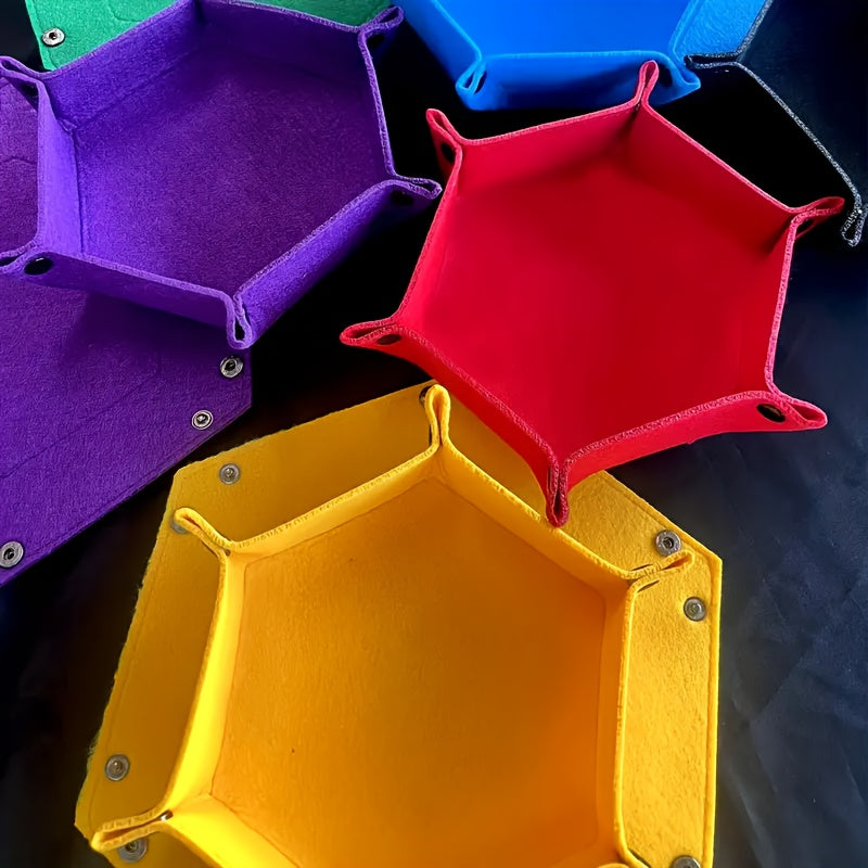 Dice Tray for DND RPG Board Games 6-Pack Hexagonal Folding – Portable Dice Rolling Tray Set in 6 Colors, Tabletop Gaming Accessory Gift for Dungeon Masters Gamers