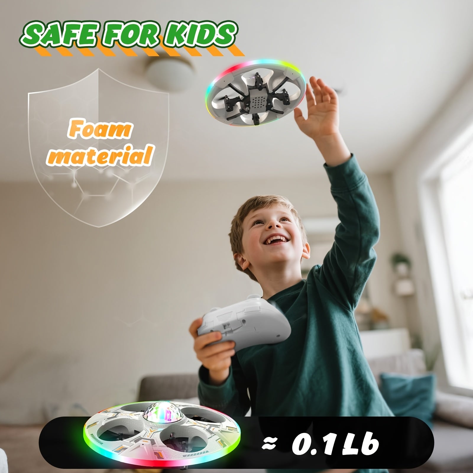 Mini UFO Drone for Kids RC Helicopter Remote Control Airplane with LED Lights Auto Hover 2 Batteries 14 Min Flight Indoor Outdoor Toy Gift
